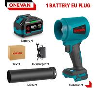 Souffleur à feuilles sans fil - Ventilateur électrique Turbo-Jet - 4000 W - Moteur sans balais - 300 000 tr/min - 400 m/s - 1 batterie, prise UE - Puissance de soufflage 2 kg - Lot de 2