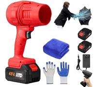 Souffleur À Jet Turbo, Mini Souffleur sans Fil Puissant, Souffleur Voiture Sechage, Souffleur Batterie, Souffleur Feuilles sans Fil, Souffleur À Jet Sec pour Séchage De Voiture (Rouge-2 Piles)
