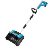 Souffleur à neige électrique sans fil, Pelle à neige légère à batterie avec poignée réglable, souffleur à neige avec puissant moteur de poussée (bleu, 2 piles)