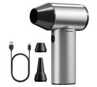 Souffleur Air Comprimé en Métal, 270000 TR/Min de Pulvérisation d’Air Comprimé avec 3 Vitesses réglables, air comprimé Nettoyage pc, souffleur Batterie pour Voiture, Maison et extérieur - Argenté