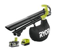 Souffleur aspiro-broyeur RYOBI RBV1850 3en1 18V - max 201 Km/h - 1 batterie Li-Ion 5Ah + Chargeur