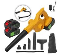 Souffleur Batterie Portable 550W Léger et Puissant, Aspirateur Souffleur Électrique Sans Fil 2 Batteries, 23000r/min, Multifonction