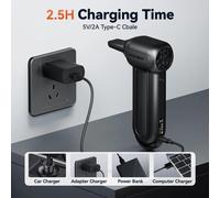 Souffleur d'air comprimé électrique - DF100 - Sans fil - Rechargeable - Batterie incluse - Portable pour la voiture, la maison et l'ordinateur - Noir