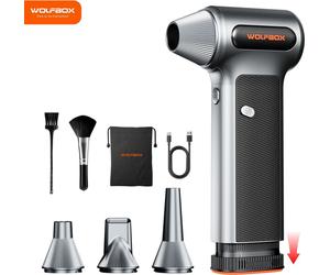 Souffleur d'air comprimé électrique - MF200 - Rechargeable - 3 vitesses - Moteur sans balais - Sans fil - Pour voiture/PC/maison/extérieur - Noir