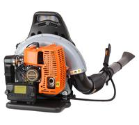 Souffleur de feuilles, cylindrée de 63 cm³, moteur 2 temps refroidi par air, vitesse maximale de l'air de 220 km/h, poids de 5,5 kg, capacité du réservoir de carburant de 1,2 litre