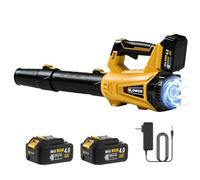 Souffleur de feuilles électrique sans fil - 735 CFM avec 2 batteries de 4,0 Ah et chargeur, 6 vitesses 21 V - Souffleur puissant pour jardin, pelouse, patio, soufflage de feuilles, poussière, neige