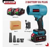 Souffleur de feuilles électrique - Souffleur turbo - Moteur sans balais - À batterie, à main - 2 batteries + chargeur UE - Orange