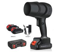 Souffleur de feuilles électrique Turboventilator - Jet Fan sans fil - 120 km/h - 36 000 tr/min - 2 batteries - Boîte de rangement en plastique - Noir