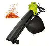 Souffleur De Feuilles Et Aspirateur 3kw, Broyeur De Jardin Filaire 3 en 1 | avec sac de collecte de 40 L, câble de 3 m, bandoulière et roues, pour rue, cour