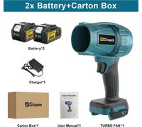 Souffleur de feuilles et de poussière sans fil - Souffleur turbo Jet Fan - Moteur sans balais - 200 m/s - Sans fil - 2 batteries 18 V incluses