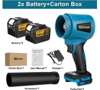 Souffleur de feuilles et de poussière - Souffleur turbo-jet portatif - 3 000 W - Moteur sans balais - 400 m/s - 300 000 tr/min - 2 batteries 18 V