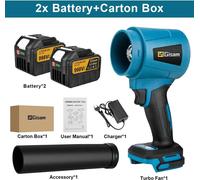 Souffleur de feuilles et souffleur d'air sans fil - Souffleur turbo sans balais - Kit 2 batteries - Haute pression 400 m/s - 3000 W - Orange