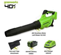 Souffleur de feuilles - GREENWORKS - Axil 40 V BLF442 - 500 CFM - Fonction turbo 120 MPH - Batterie 4 Ah