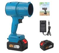 Souffleur de feuilles sans fil 18 V - Jusqu'à 80 m/s de débit d'air - Inclus une batterie - Idéal pour les pelouses, les voitures et les terrasses - Couleur : bleu
