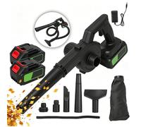Souffleur de feuilles sans fil - 21V - 550W - 2 batteries - Débit d'air 3 3m³/min - Léger - Pour nettoyage jardin extérieur - Noir