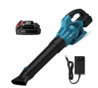 Souffleur de Feuilles sans Fil 21V Souffleur 1000 W Souffleur Feuilles Mortes avec Li-ION Batterie & Chargeur 6 Vitesse Variable