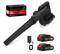 Souffleur de Feuilles sans Fil 24V - Lot 2 Accus 2000mAh & Chargeur | Moteur Brushless 20 000 tr/min et Flux 150 CFM.Il Nettoie Feuilles, Neige Légère, Poils D'animaux et Atelier en un Instant