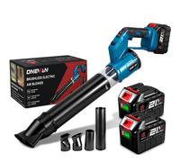 Souffleur de feuilles sans fil, 288 km/h Souffleur électrique 21 V Moteur sans balais Souffleur de jardin, avec 2 batteries 4,5 Ah et chargeur