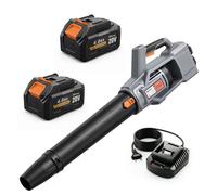 Souffleur de Feuilles Sans Fil 36V 1000W Brushless, 2 Batteries 4,0Ah, 3 Vitesses, Turbo 270 km/h, Gris