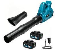 Souffleur de feuilles sans fil 6 vitesses pour Makita 18 V avec 2 batteries | Puissant souffleur de jardin portatif avec flux d'air réglable et 257 km/h pour feuilles, neige et poussière sur les pelouses