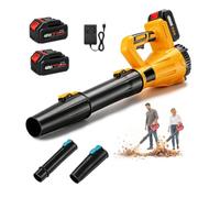Souffleur de Feuilles sans Fil avec Batterie, Aspirateur Souffleur 2-en-1 sans Fil 21V, Mini Souffleur Puissant pour Jardin, Voiture et Atelier (Yellow,10-Cell Battery*2)