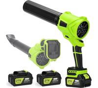 Souffleur de feuilles sans fil, modèle Turbo avec 2 batteries de 4,0 Ah, 98 000 tr/min, vitesse d'air élevée. Souffleur électrique sans fil pour enlever les feuilles, la poussière et la neige