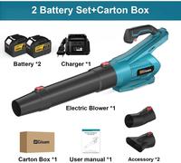 Souffleur de feuilles sans fil - Moteur sans balais Turbo - 20 000 tr/min - Système de batterie 18 V - Kit comprenant 2 batteries - Haute pression - Rouge