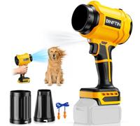 Souffleur de feuilles sans fil sans balais compatible avec batterie Dewalt 20 V (outil uniquement), mini souffleur à jet turbo Dinftin avec 2 buses, souffleur portable léger pour nettoyage de terrasse