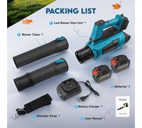 Souffleur de feuilles sans fil - Souffleur de feuilles sans balais sans fil - Batterie et chargeur inclus - CE - Utilisable comme souffleur de neige - Kit SET1