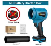Souffleur de feuilles sans fil - Turbocompresseur - Moteur sans balais 300 000 RPM - Débit d'air de 400 m/s - Fonctionnement par batterie 21V - Livré sans batterie ni chargeur