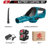 Souffleur de feuilles - Souffleur d'air électrique - 5500 W - Moteur sans balais - Sans fil - 2 batteries incluses - Compatible avec les batteries Makita - Pour le nettoyage des feuilles et de la pous