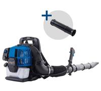 Souffleur de feuilles thermique à dos Scheppach LB5200BP PLB52BP, moteur essence 2 temps 51.7 cm³, turbine haute performance, filtre à air durable