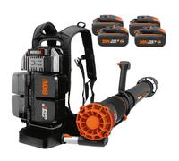 WORX NITRO WG572E Souffleur à feuilles 80 V (4 x 20 V/4000 mAh) avec sac à dos sans fil et unité d'alimentation BASECAMP