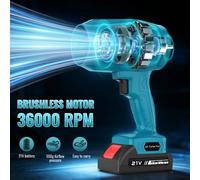 Souffleur électrique sans balais 36000 tr/min, ventilateur turbo à jet 120 km/h, sécheur de voiture puissant, outil de soufflage de neige et de poussière pour batterie Makita 21V Blue 2 Battery