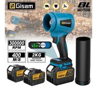 Souffleur Électrique Sans Balais Gisam 400M/s, Ventilateur Jet 300000RPM, Souffleur Turbo Portatif pour Feuilles et Poussière, Compatible Batteries Makita 18V 2 Battery