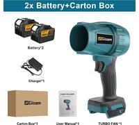 Souffleur électrique - Souffleur turbo 18 V - Moteur sans balais - Puissance de 1 500 W - Appareil portatif sans fil - 2 batteries 998VF incluses - Argent