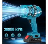 Souffleur électrique turbo 36000 tr/min, ventilateur à jet 120 km/h, sécheur de voiture puissant, outil de soufflage de neige et de poussière pour batterie Makita 21V Black 2 Battery