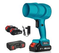 Souffleur électrique turbo - Souffleur manuel - Vitesse élevée de 36 000 tr/min - Aspirateur pour le nettoyage - Souffleur à batterie 21V avec 2 batteries - Bleu