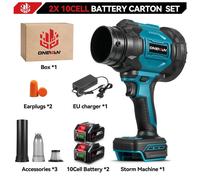 Souffleur et aspirateur 2-en-1 - Souffleur turbo sans fil - Moteur sans balais - 6 niveaux de puissance - Jusqu'à 350 m/s - 2 batteries 18 V incluses
