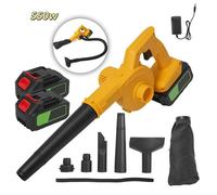 Souffleur Feuilles Sans Fil 21V Souffleur de feuilles électrique 23000rpm 3.3m³/min 2 Batteries Autonomie 60min Jardin Garage Jaune