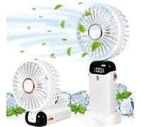 Souffleur portable 4200 mAh, 5 vitesses, pliable, souffleur à main dépliable pour le bureau, les voyages et les activités en plein air, blanc