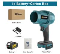 Souffleur turbo électrique - Souffleur sans fil 18V - Moteur sans balais 1200W - Vitesse d'air : 200 m/s - Appareil portable pour le séchage automobile et l'élimination de la poussière - Livré avec 1