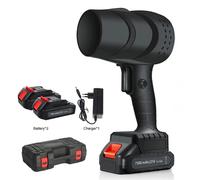 Souffleur turbo-jet-ventilateur - Souffleur portatif à batterie - 21 V - 120 km/h - 2 batteries - Pour feuilles - Nettoyage de la poussière - Noir