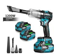 Souffleur Turbofan Sans Balai | 1200W 80000 RPM | 110 m/s | 2-en-1 Souffle-Aspire |2 Batteries