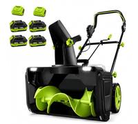 Souffleuse à Neige 80V sans Fil, 4 Batteries, 1 Heure d’Autonomie | Quatre Batteries Rechargeables Offrent Jusqu’à 1 Heure d’Autonomie, avec Double LED pour Allées, Trottoirs, Patios et Entrées