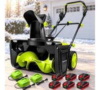 Souffleuse à Neige Sans Fil 40 V, 2/4/6 Batteries de 5 Ah pour Allées | 1/2/3 Chargeurs Inclus, Largeur de Travail de 50 cm, Double Éclairage LED, Goulotte Orientable à 180°