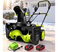Souffleuse à Neige Sans Fil 40 V, 2/4/6 Batteries de 5 Ah pour Allées | 1/2/3 Chargeurs Inclus, Largeur de Travail de 50 cm, Double Éclairage LED, Goulotte Orientable à 180°