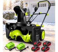 Souffleuse à Neige Sans Fil 40 V, 2/4/6 Batteries de 5 Ah pour Allées | 1/2/3 Chargeurs Inclus, Largeur de Travail de 50 cm, Double Éclairage LED, Goulotte Orientable à 180°