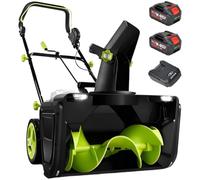 Souffleuse à Neige sans Fil 40 V avec Moteur sans balais et éclairage LED | Déblaiement 50 x 25 cm, goulotte à 180°, démarrage en deux étapes, pour déneiger les allées et trottoirs(4 batteries)