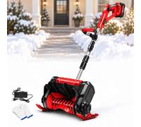 Souffleuse à Neige sans Fil, Pelle électrique compacte 1200 W | Profondeur de 17 cm, manche télescopique, structure pliable, déneigement des marches et terrasses(Red,2 Batteries)